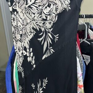 Temptations Black and White Asymmetrical Floral Dress